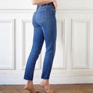 Sezane High Waisted Button Fly Raw Hem Jeans Size 25